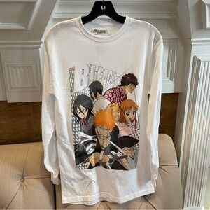 BLEACH Characters Long-Sleeve T-Shirt Mens Small White : BV